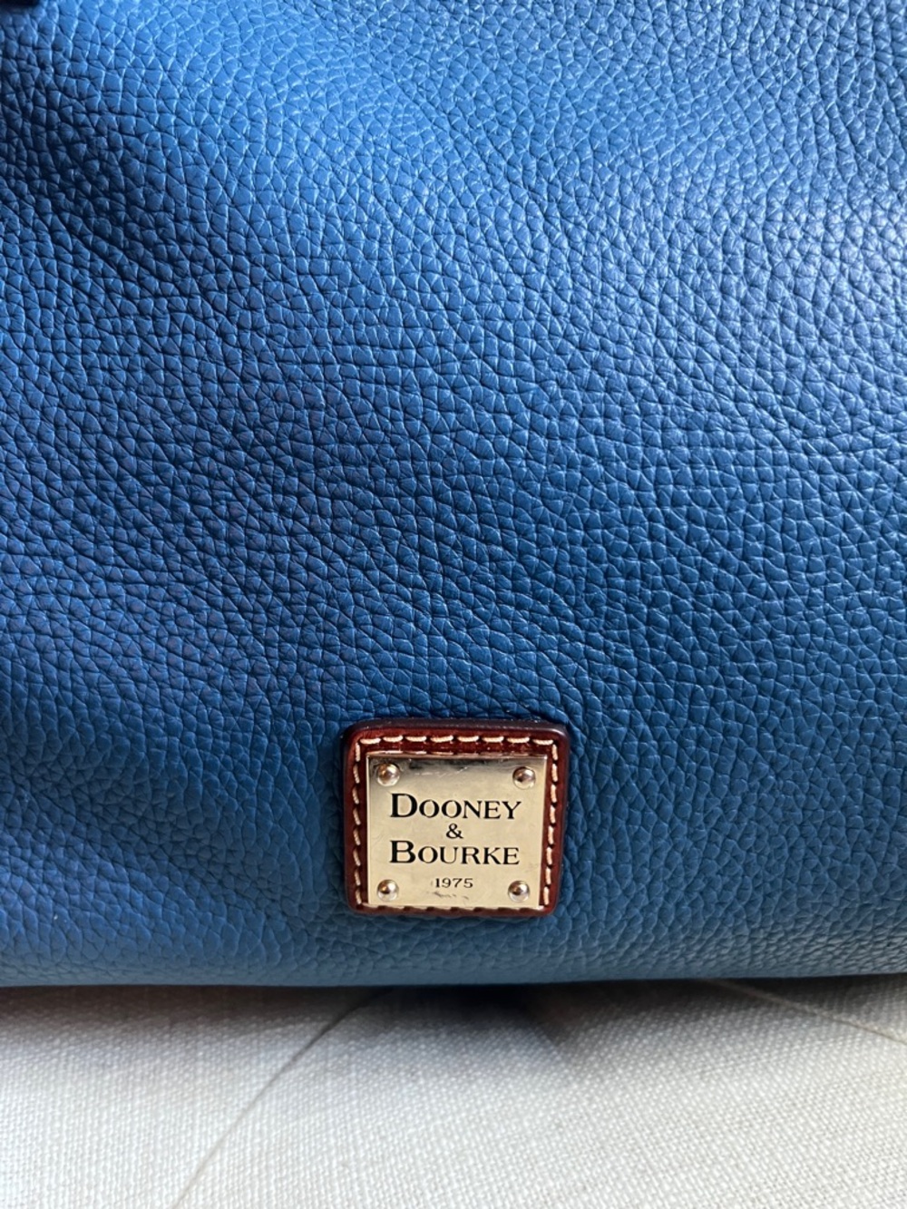 Dooney & Bourke Blue Leather Hobo with Brown Trim - Picture 3 of 17